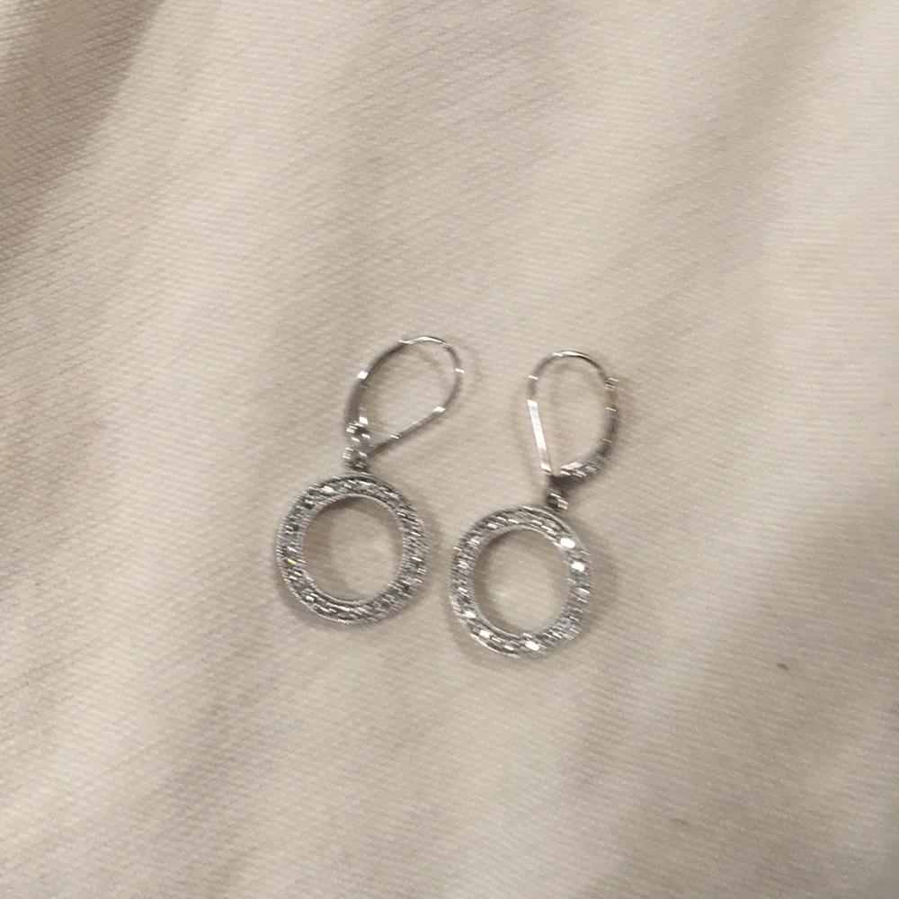 Sterling Silver CZ round dangle earring